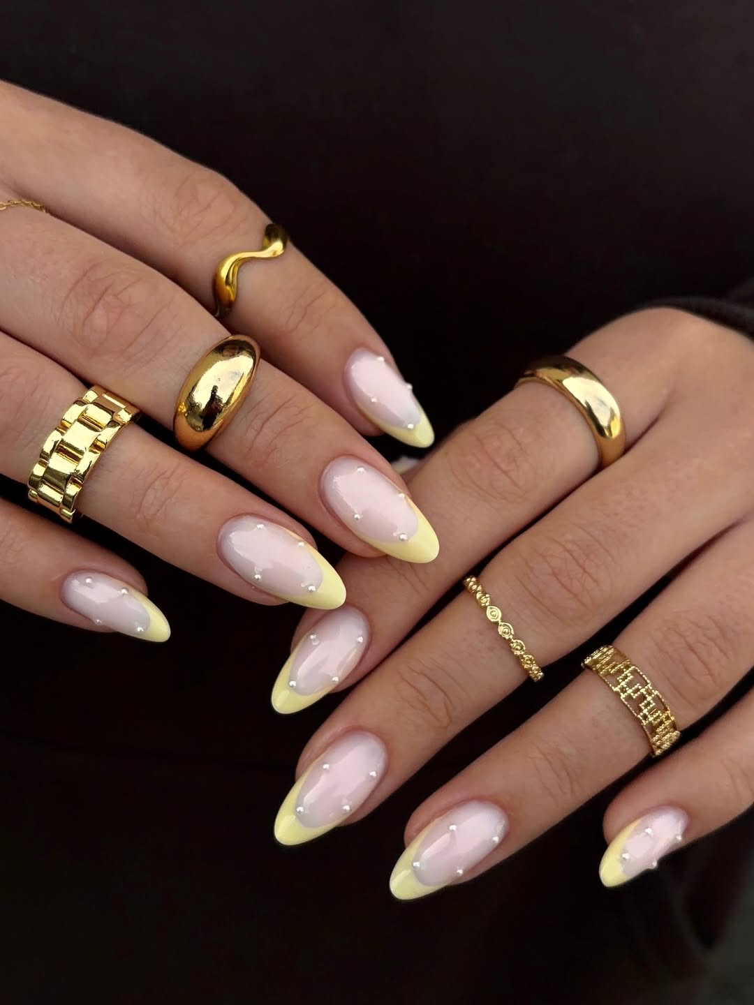 Milky White French Tips With Pearl Accents
