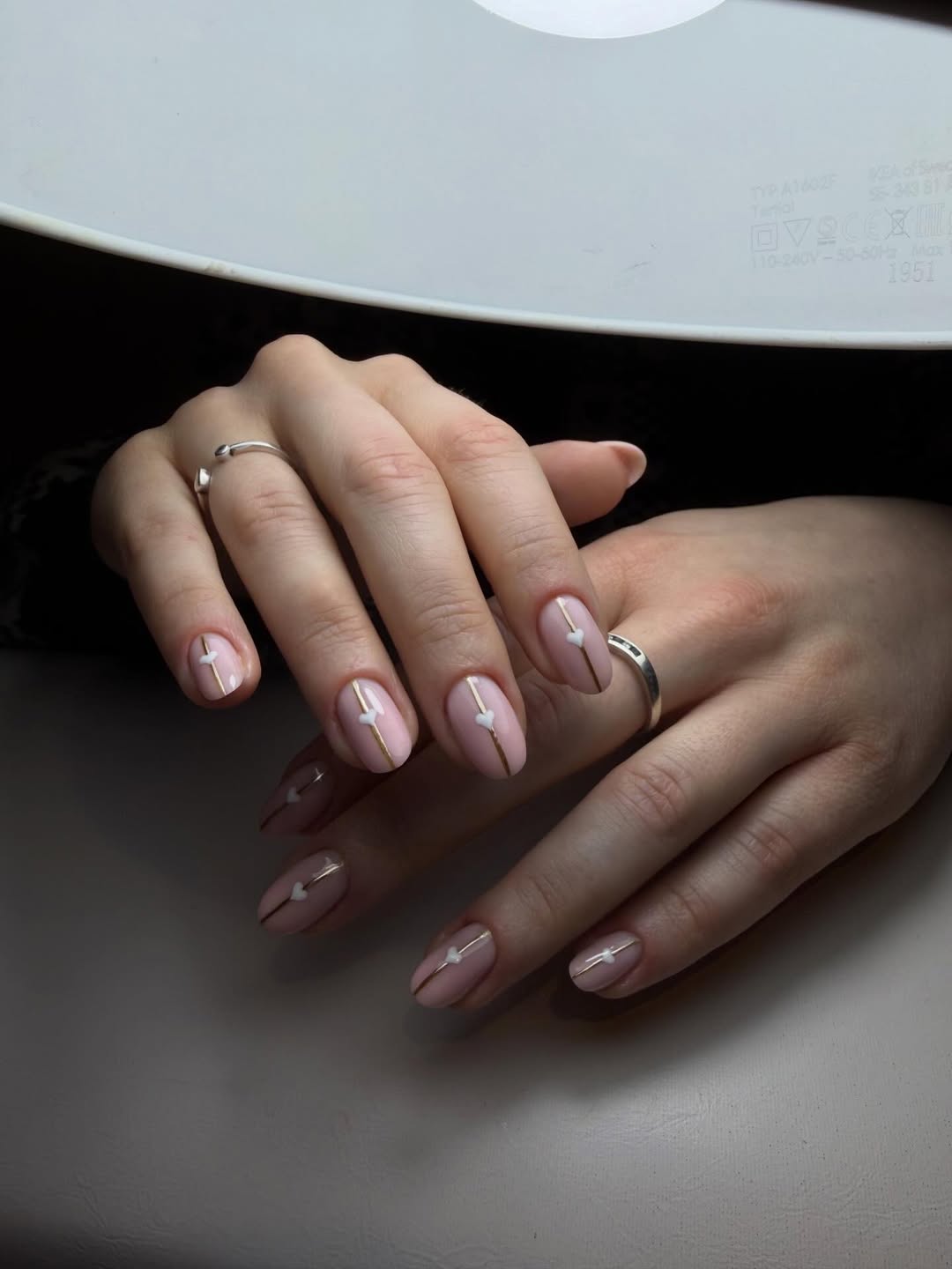 Minimalist Pastel Pink Heart Accent Nails