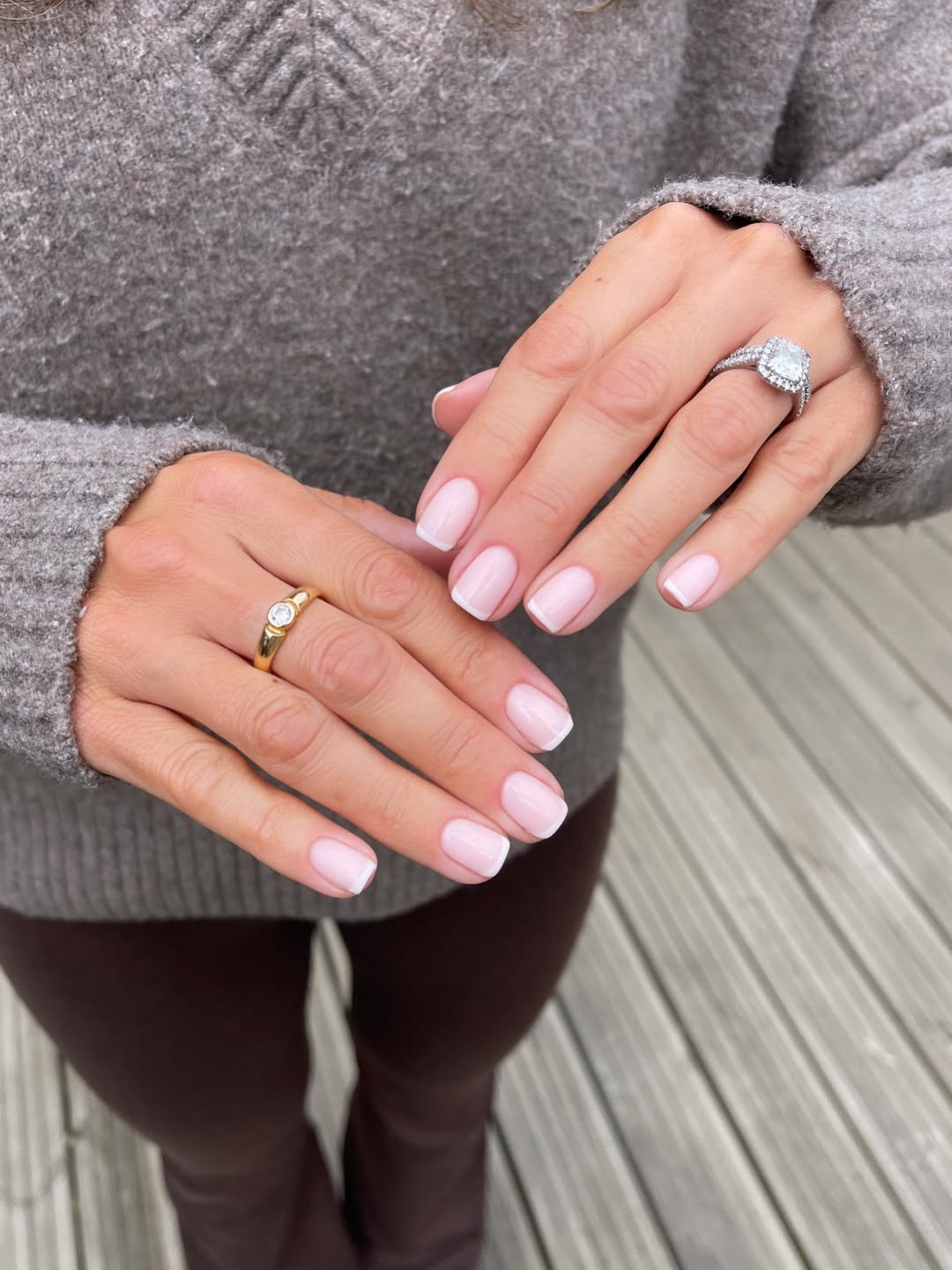 Modern Milky French Tip Medium Square Nails