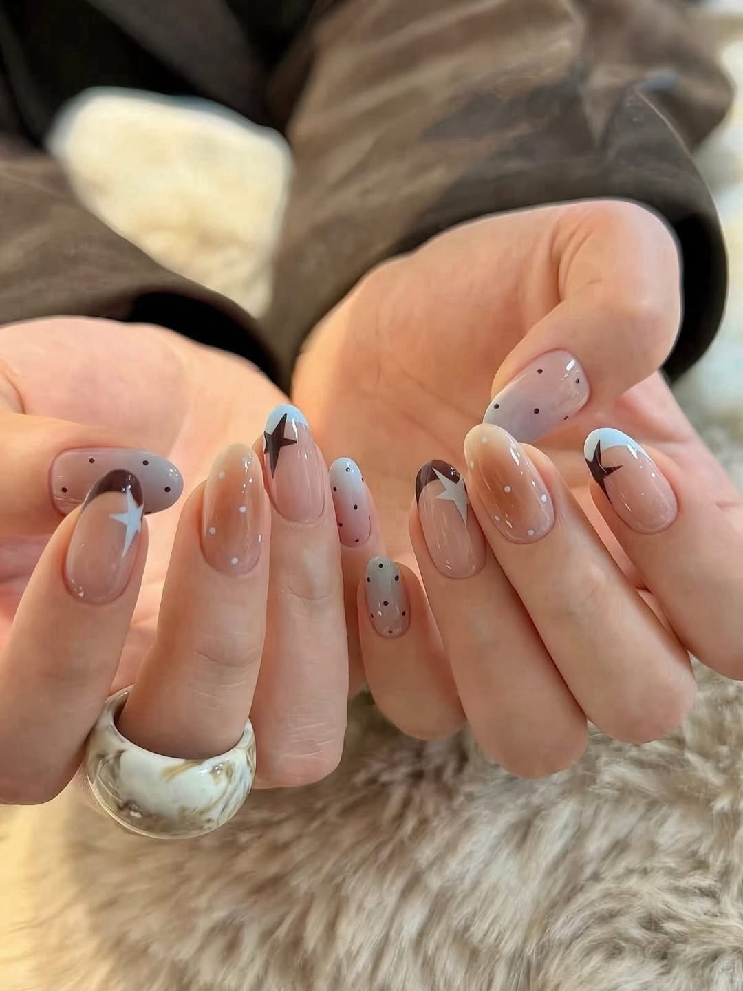 Nebula Star French Tip Nails