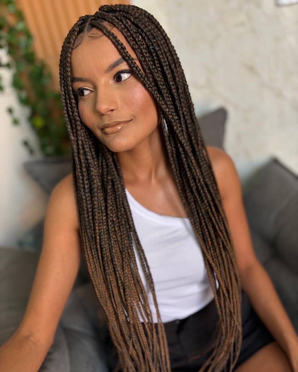 Ombre Box Braids With Piecey Front Strands