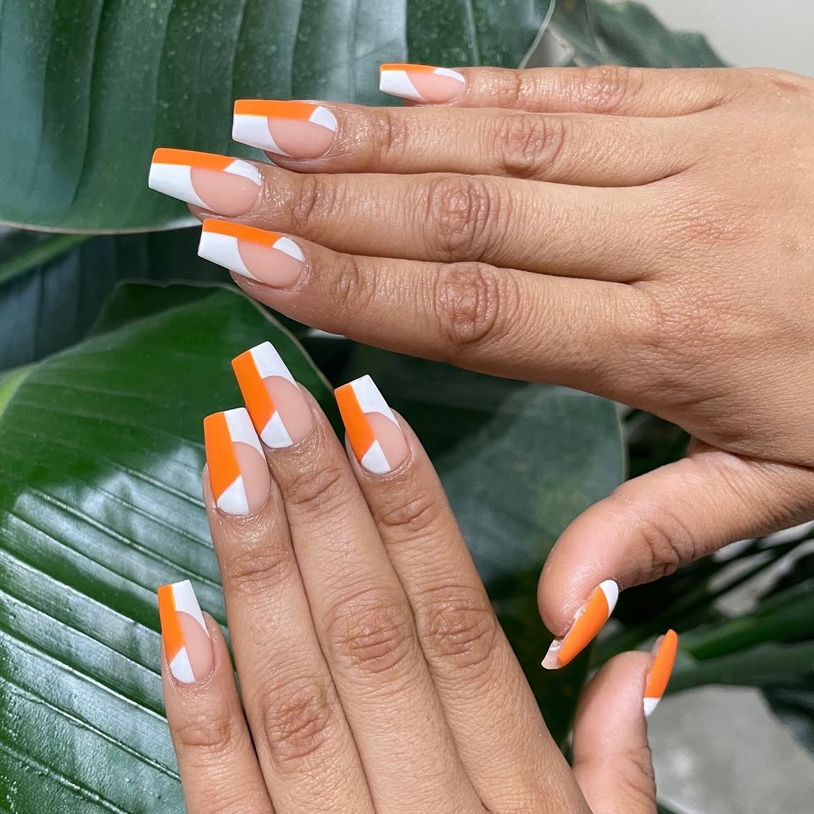 Orange and White Geometric French Shape