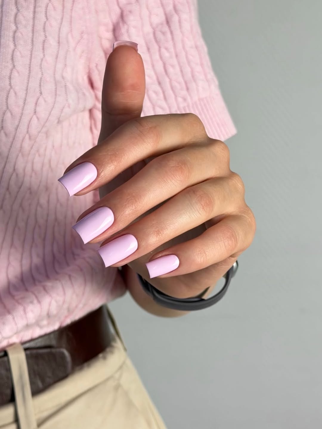 Pastel Lilac Glossy Square Nails