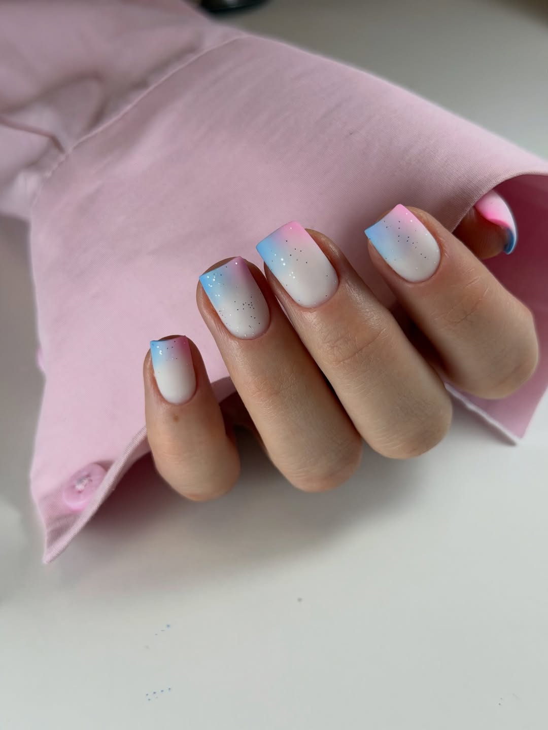 Pastel Ombre French Tip Square Nails
