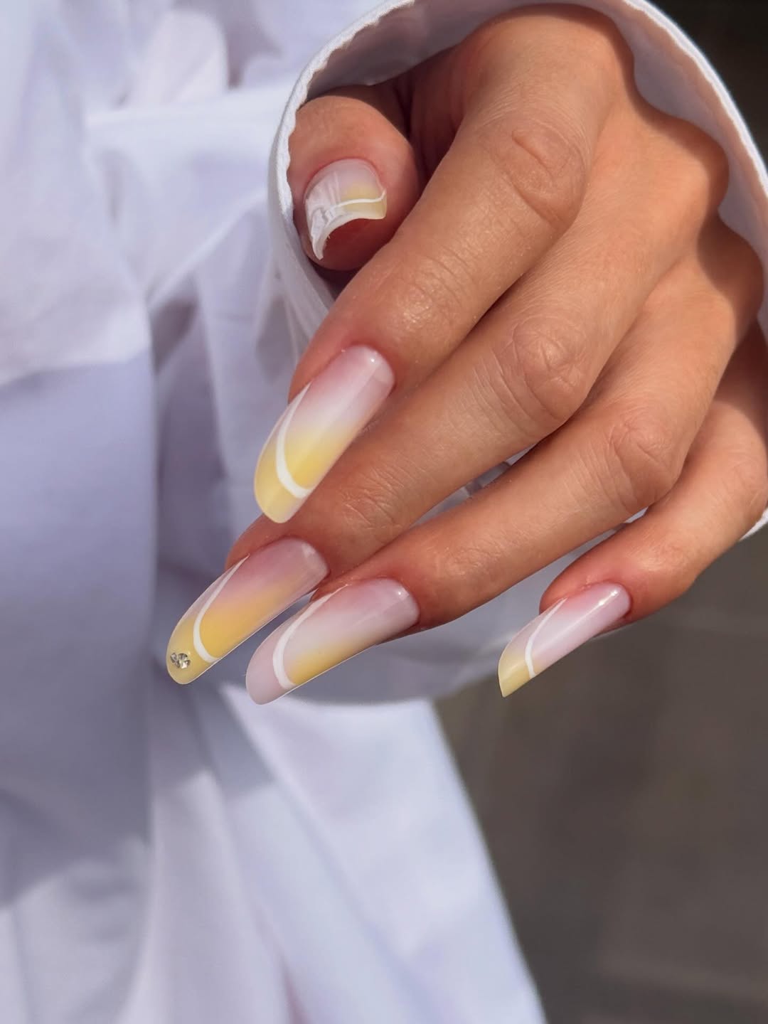 Pastel Ombre French Tip Stiletto Nails