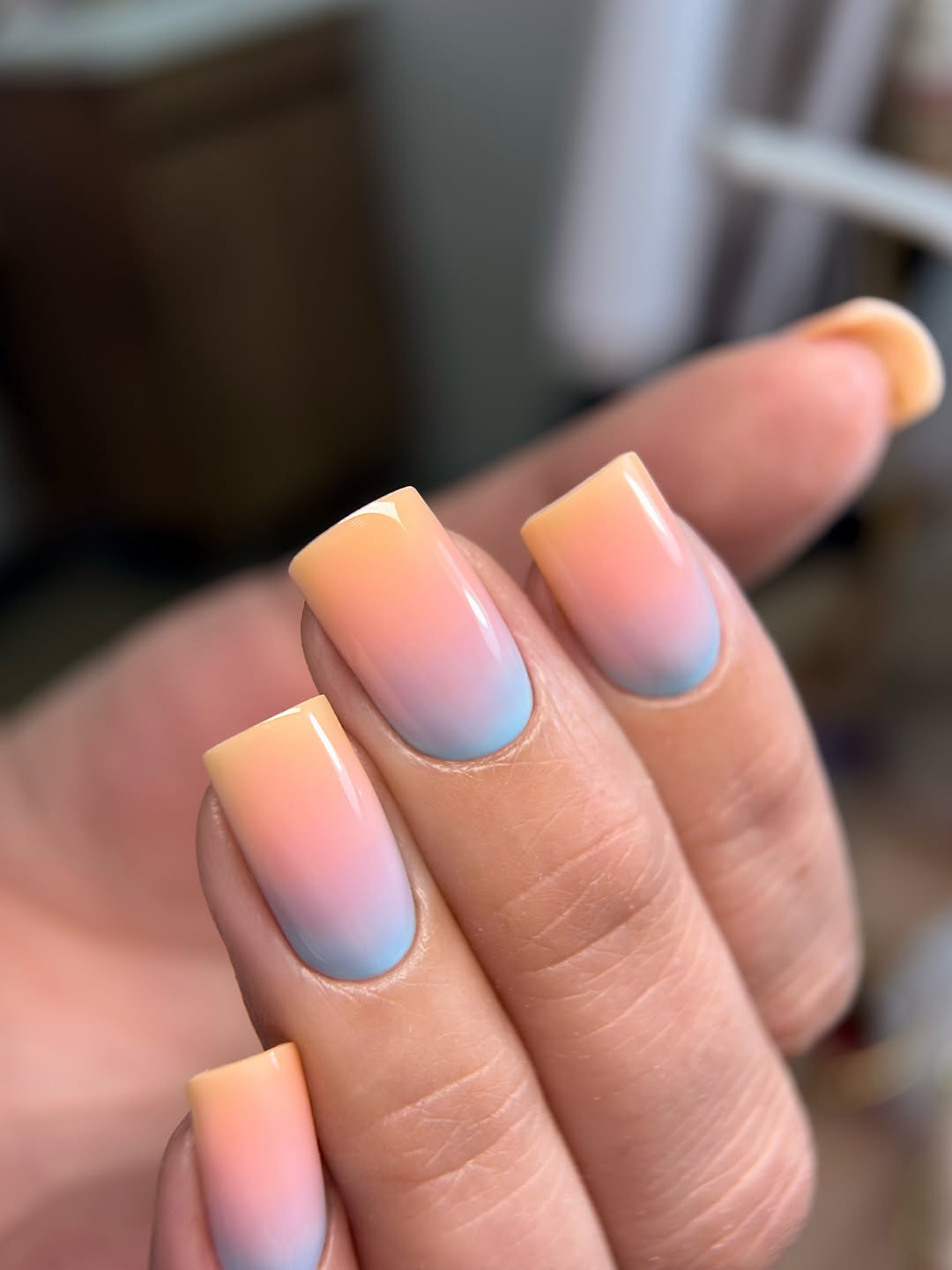Pastel Ombre Gradient Square Nails