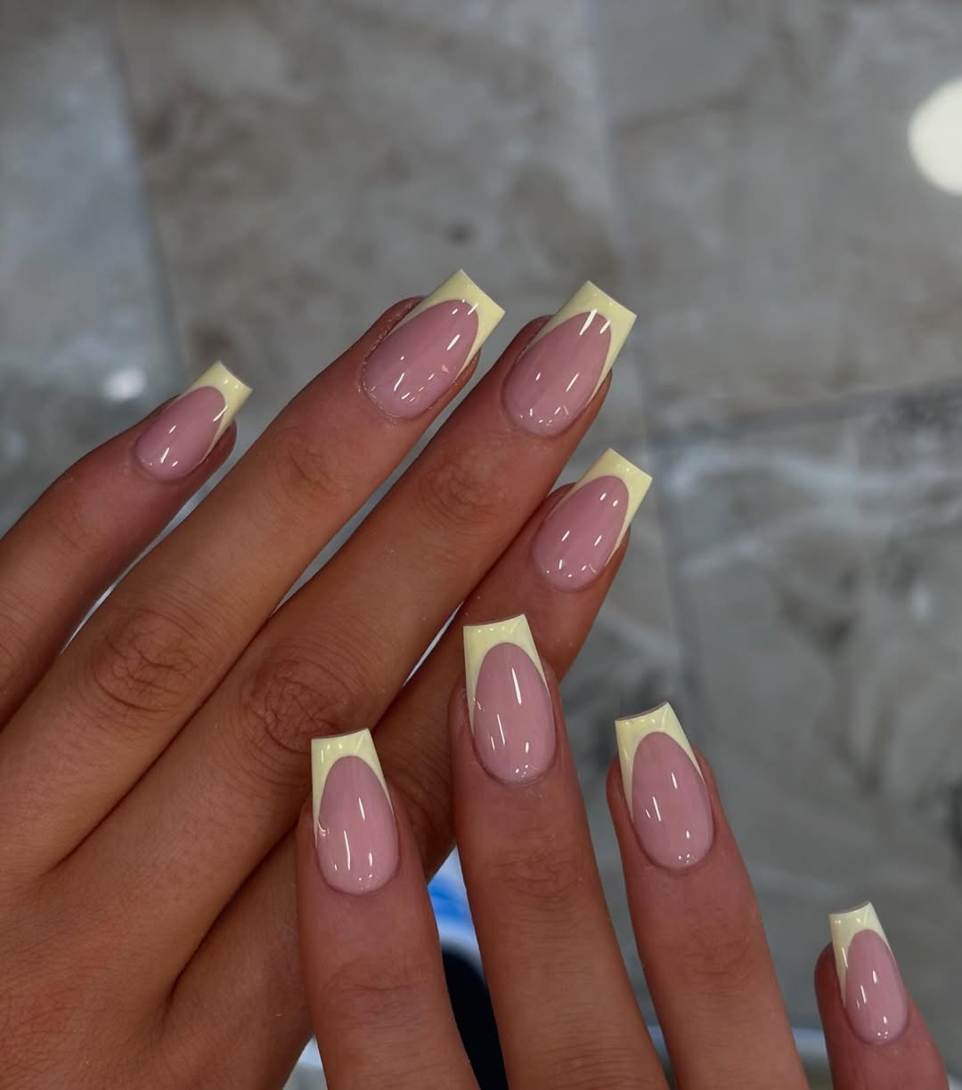 Pastel Yellow Tip French Manicure