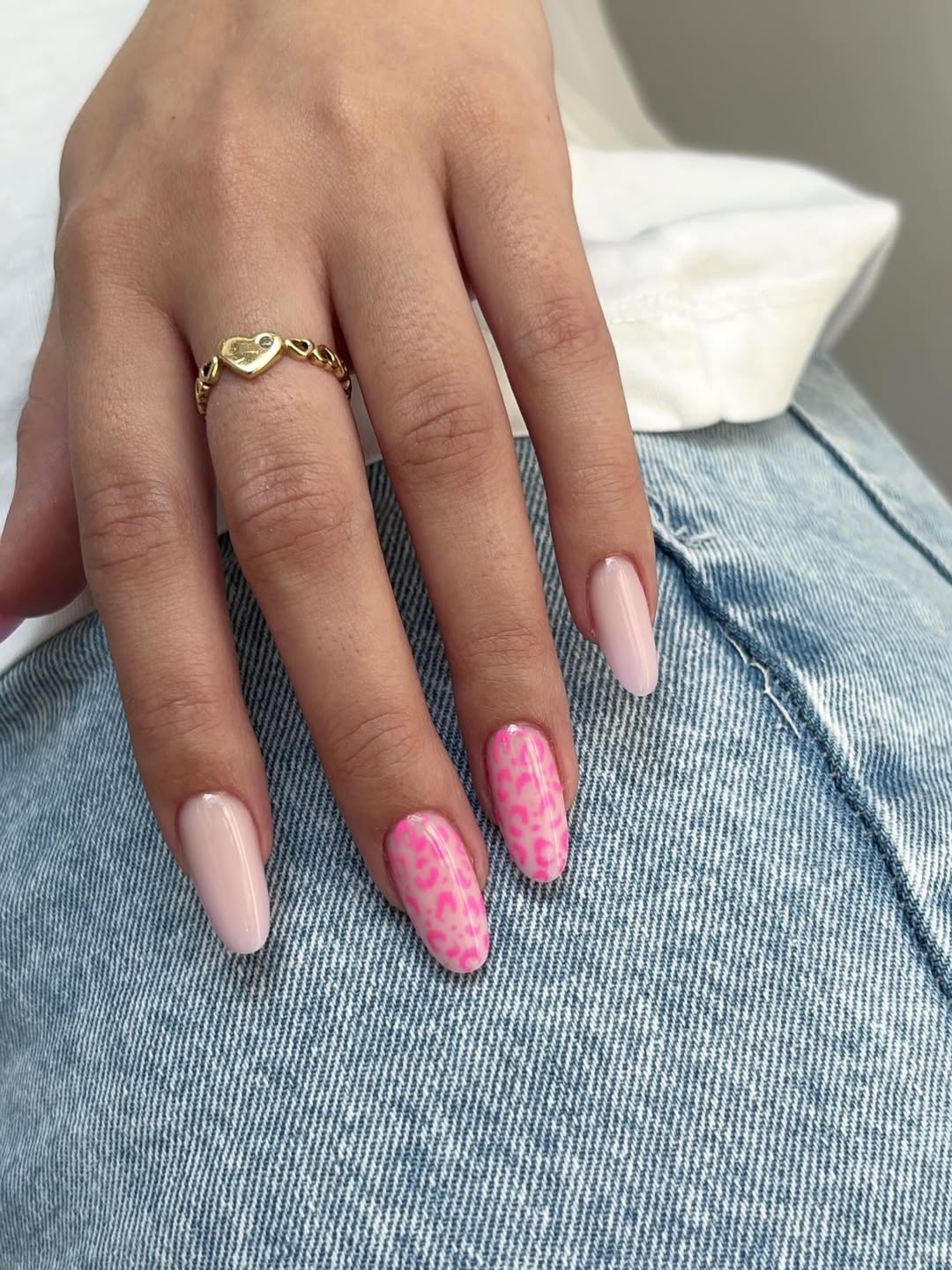 Pink Leopard Print Matte Almond Nails