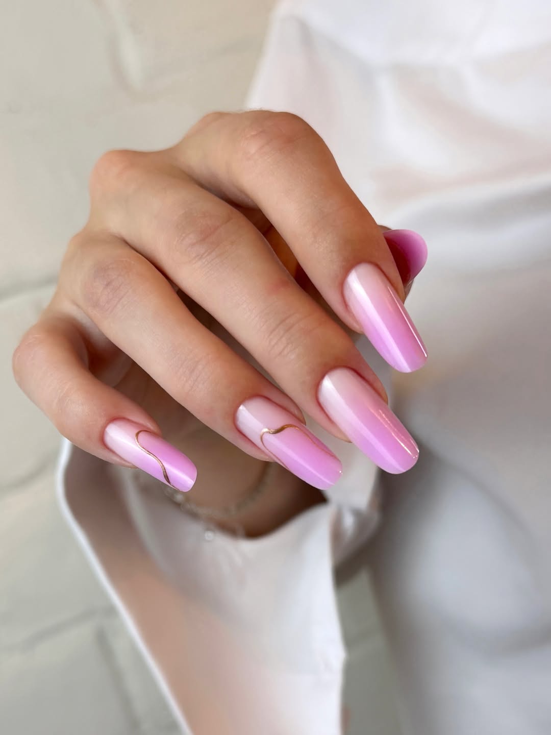 Pink Ombre Heart Art Coffin Nails