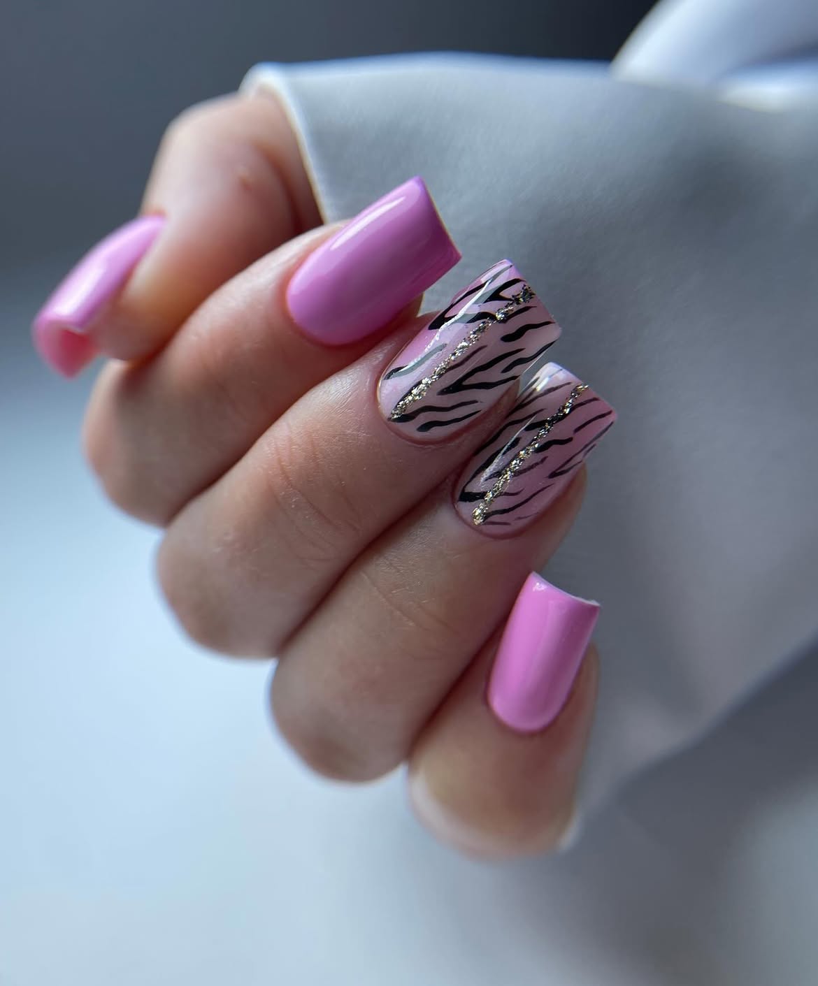 Pink Tiger Print with Gold Glitter Accents