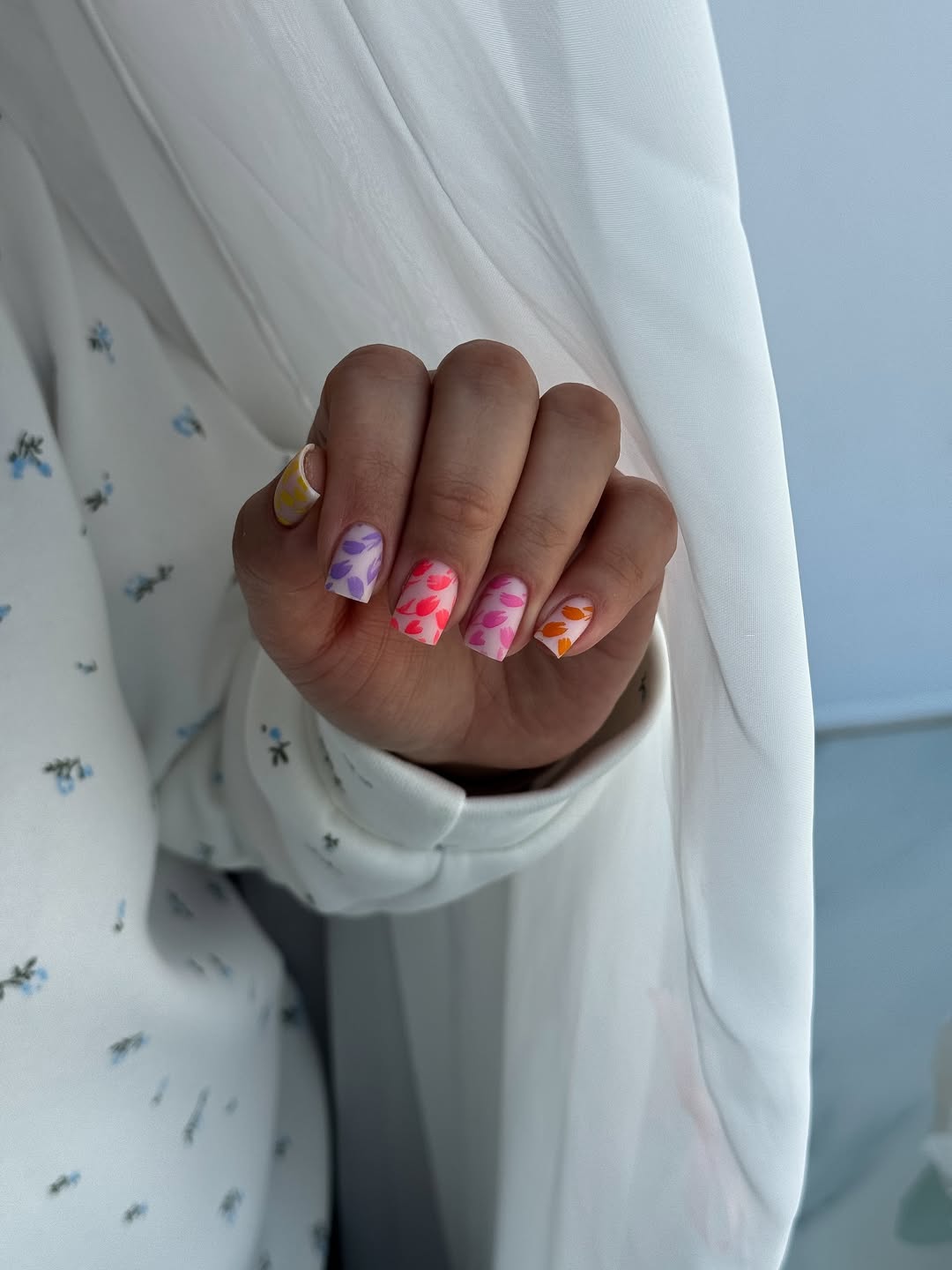 Playful Pastel Heart Matte Square Nails