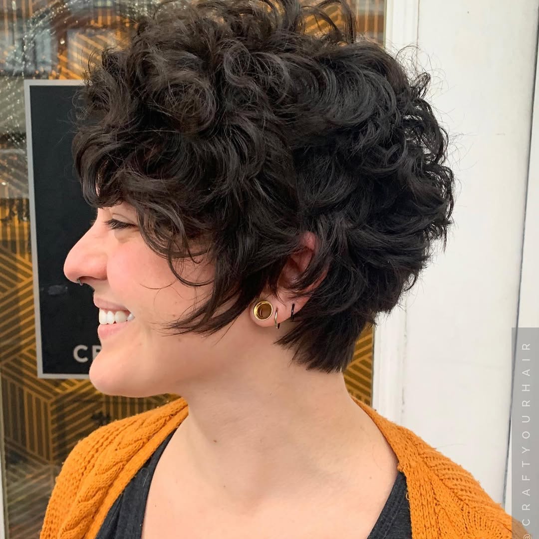 Playful Pixie Cut With Defined Dark Curls
