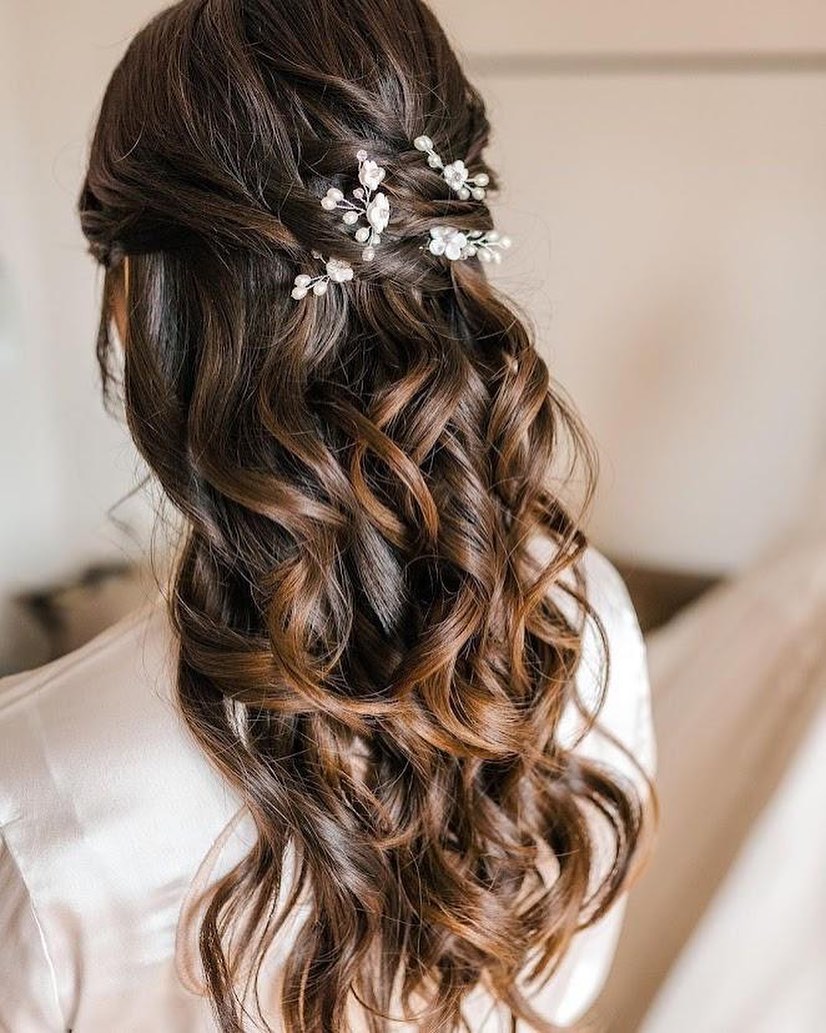 Romantic Braided Half-Up With Pearl & Crystal Pins