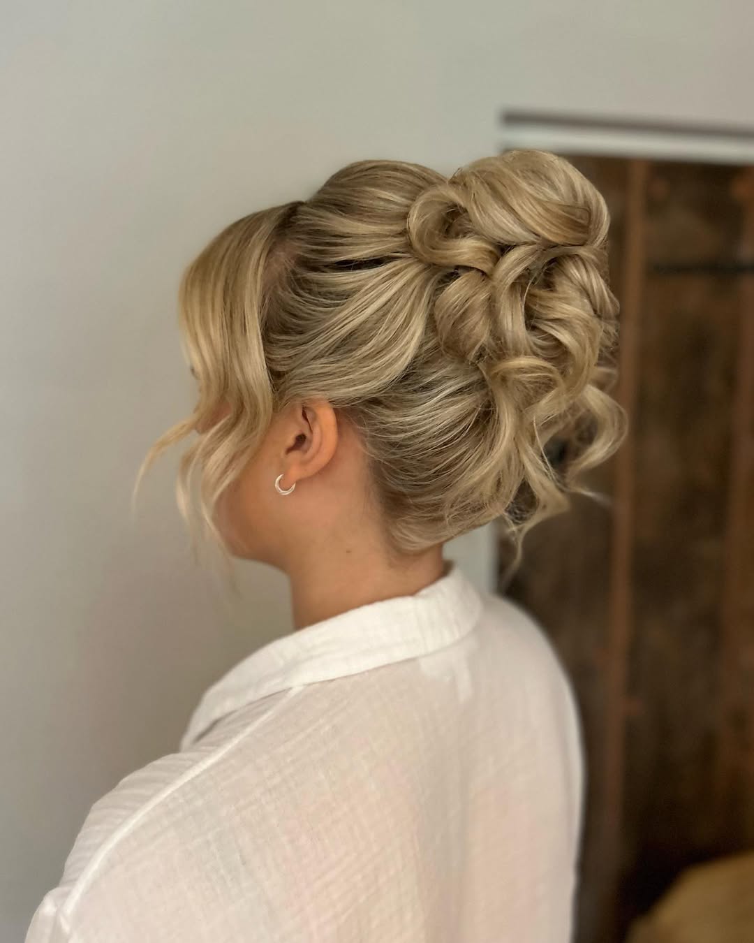 Romantic Braided Updo With Wispy Bangs