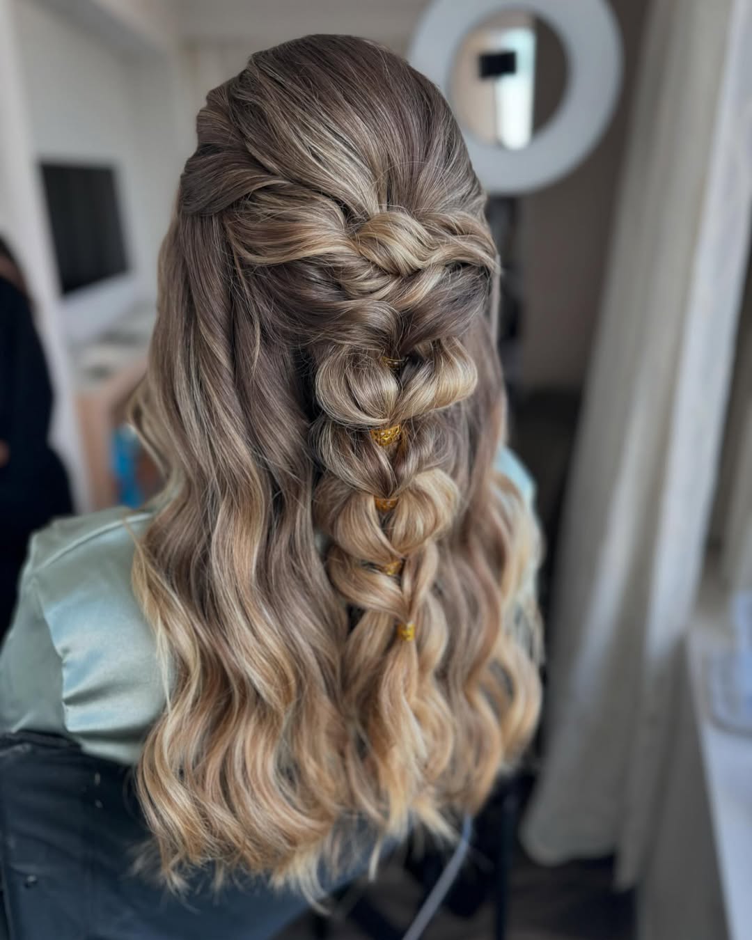 Romantic Crown Braid With Textured Waves