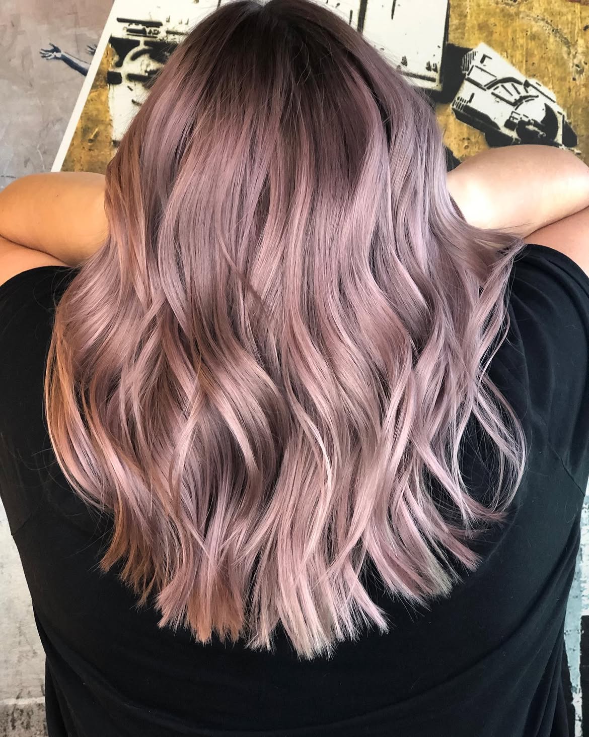 Rose Gold Balayage With Soft Beach Waves