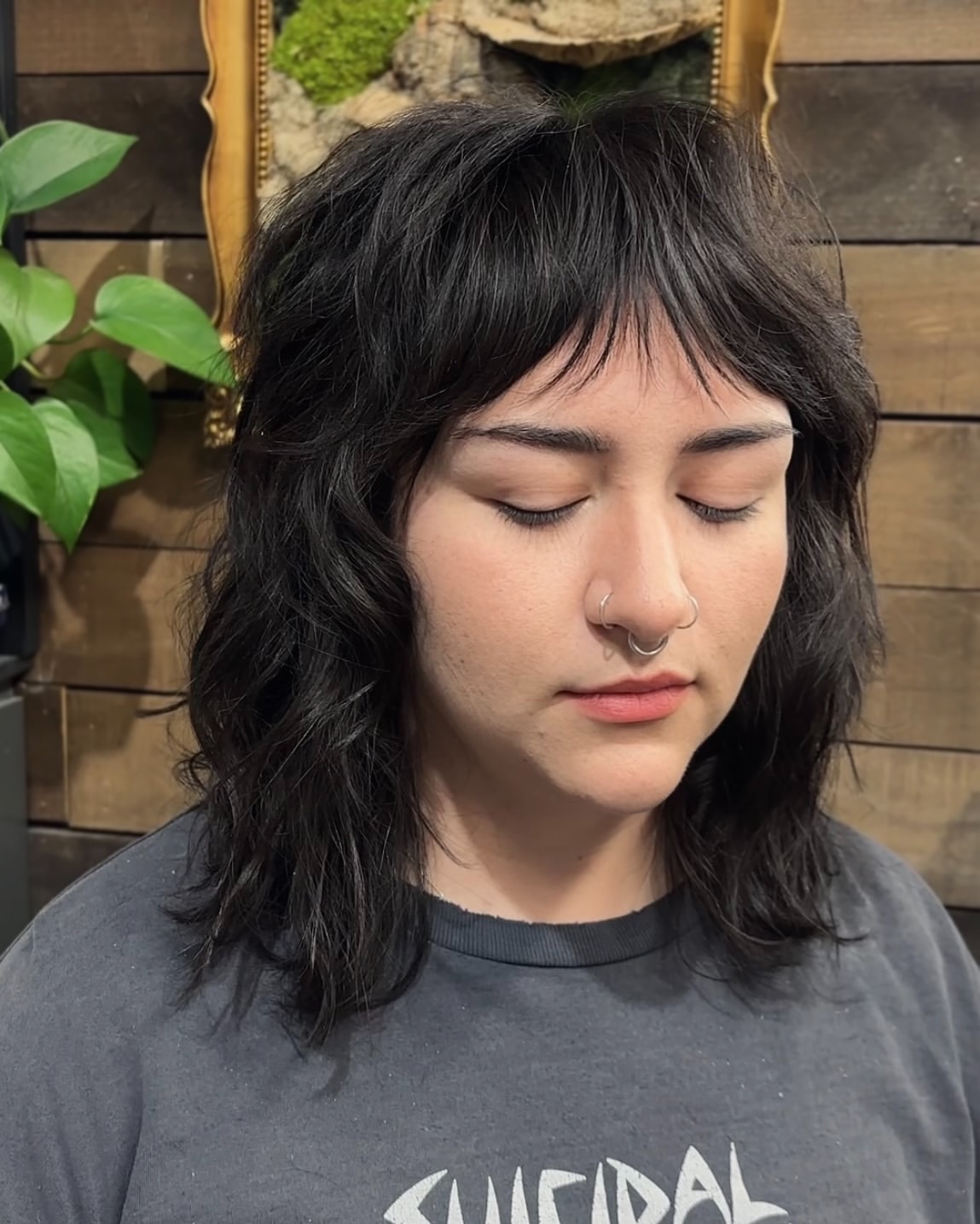 Shaggy Brunette Layers With Wispy Bangs
