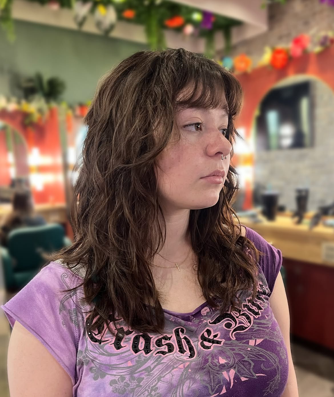 Shaggy Layers With Wispy Bangs On Brunette