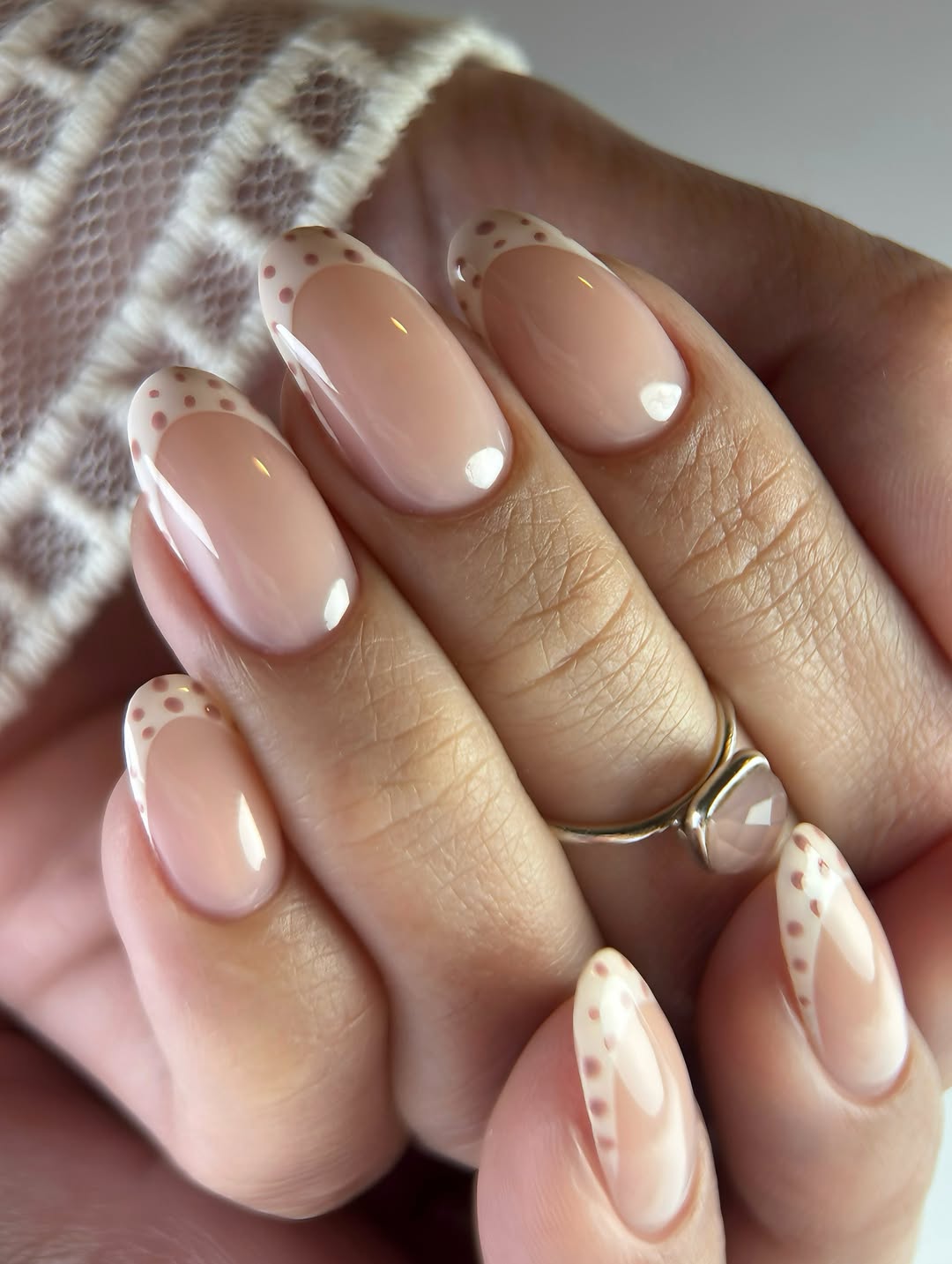 Sheer Milky French with Dot Accents