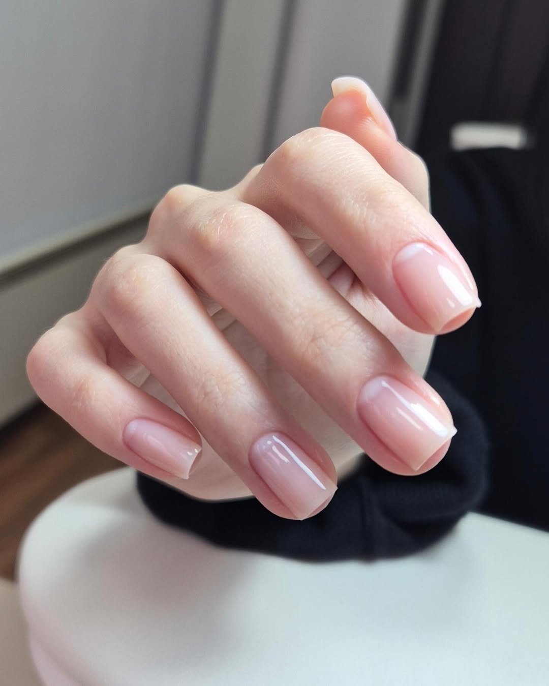 Sheer Milky Pink French Manicure