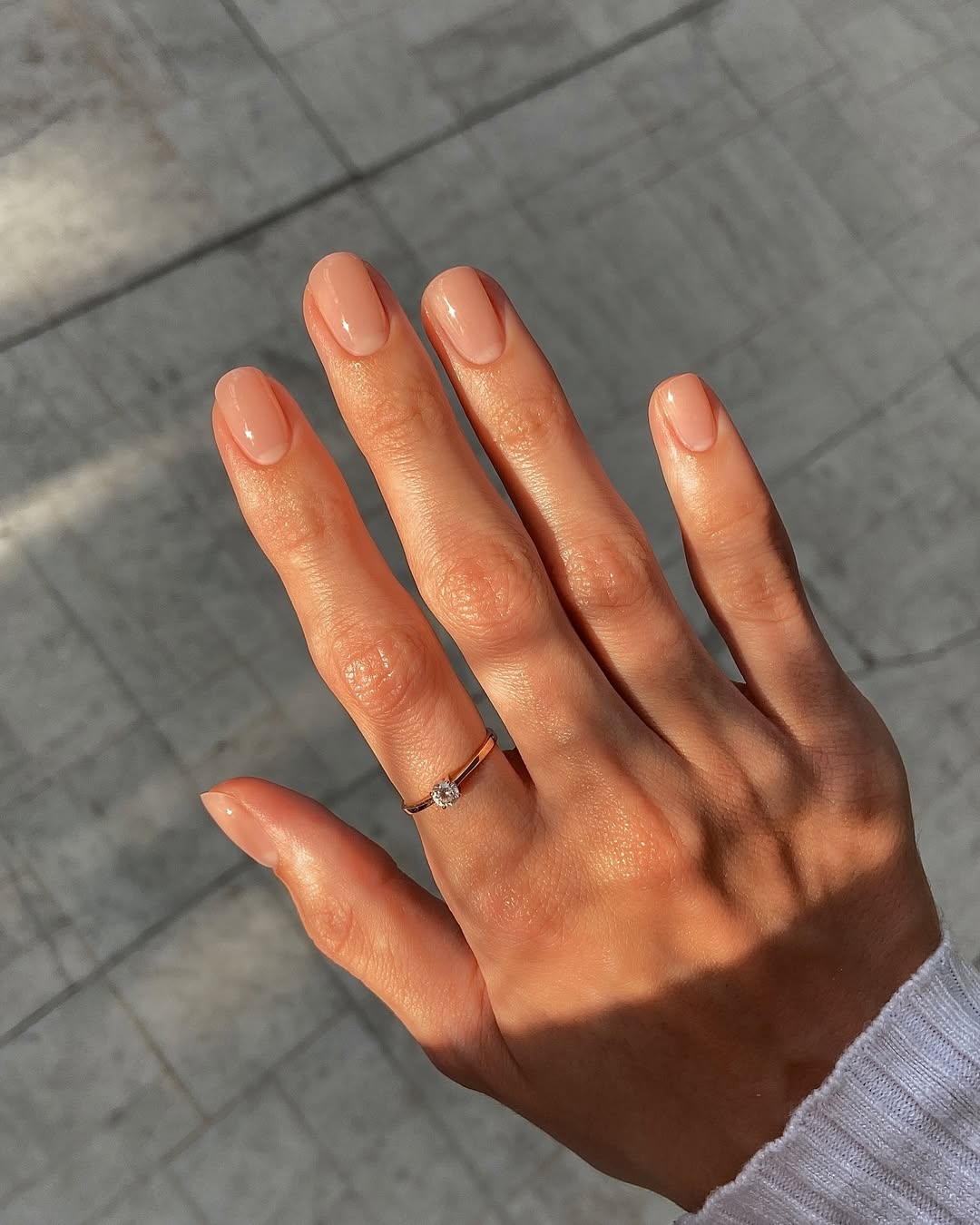 Sheer Milky Pink Short Oval Nails