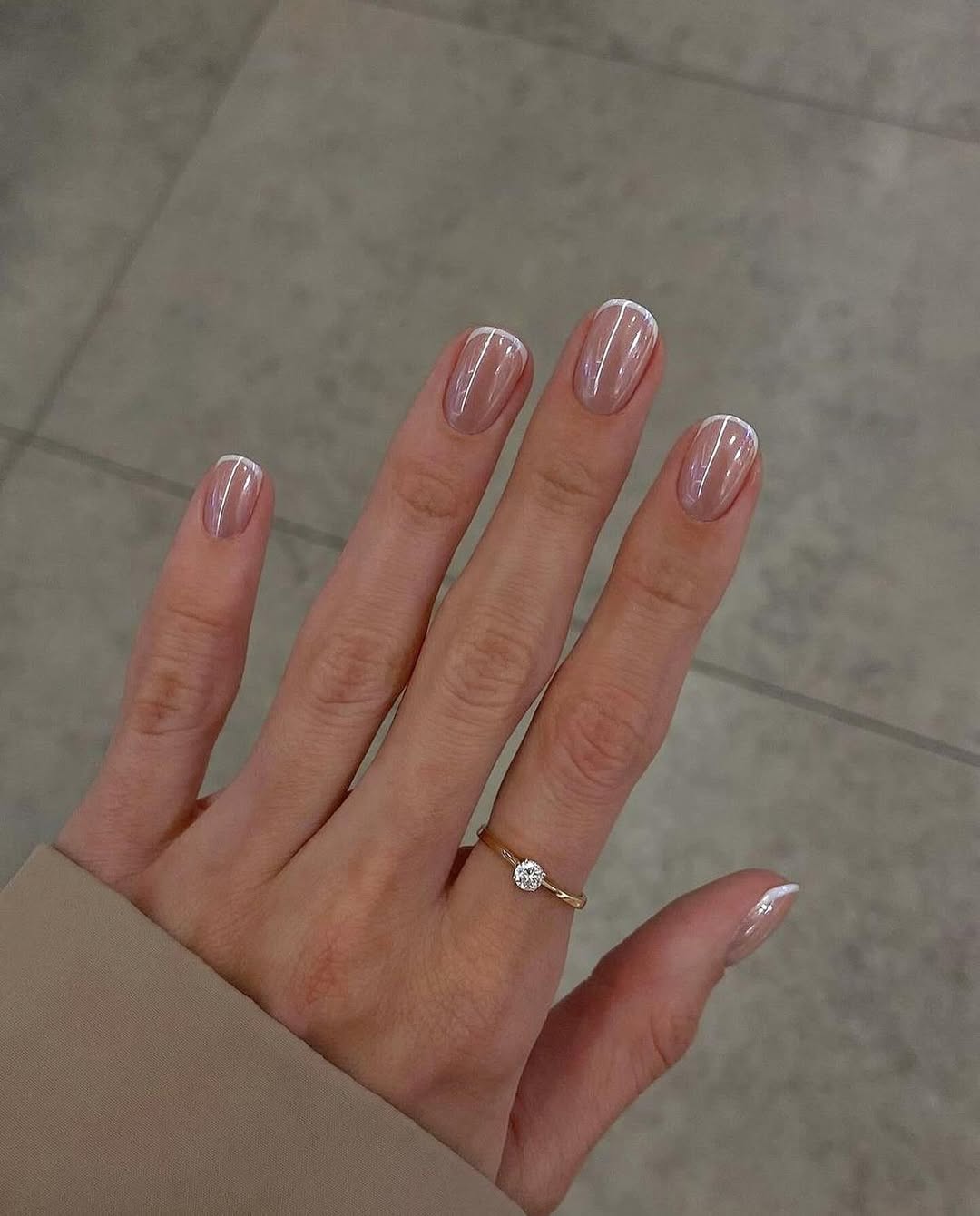 Sheer Nude Oval French Manicure