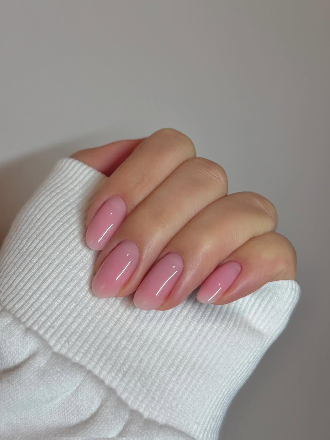 Sheer Pink Jelly Oval Nails