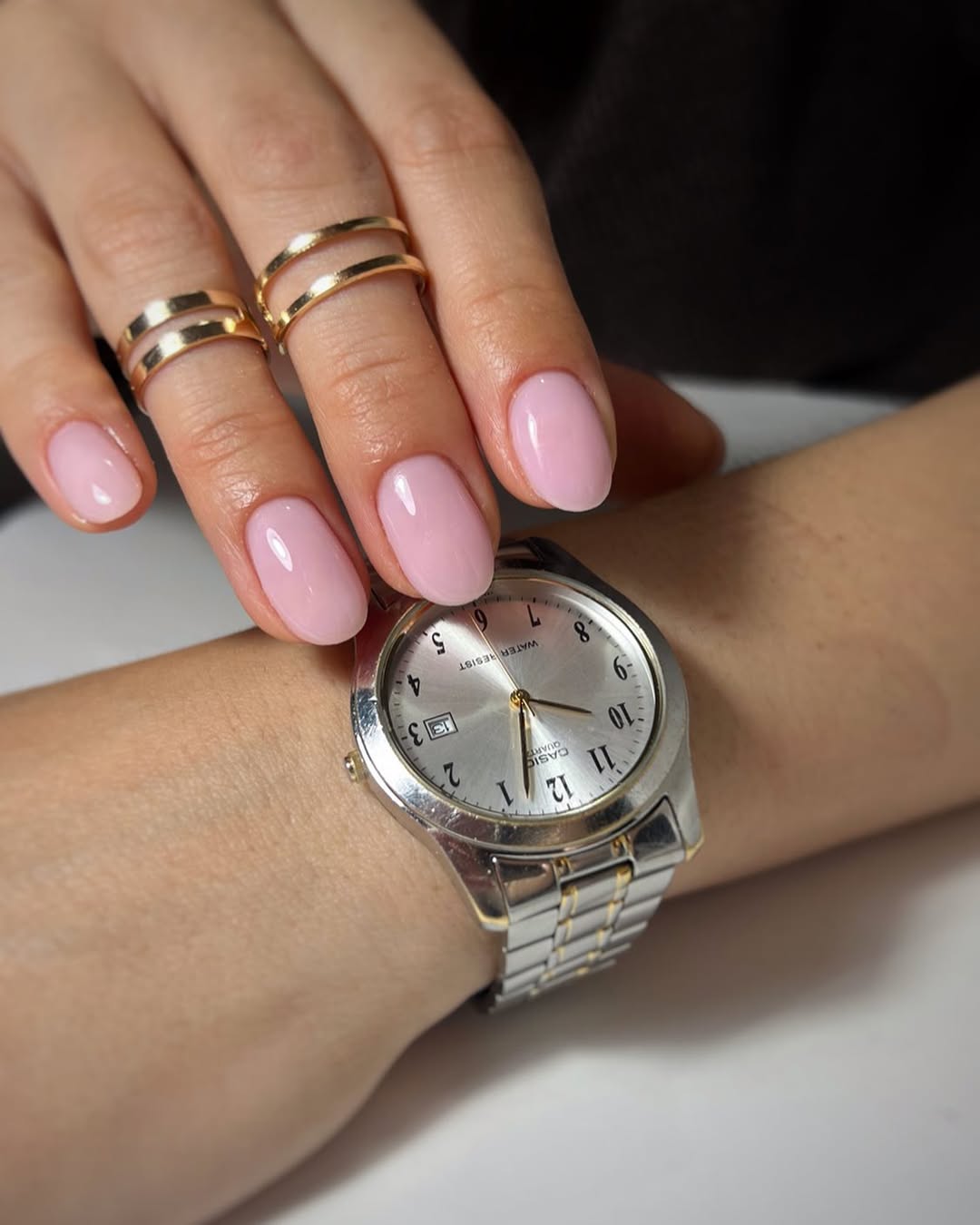 Sheer Pink Milky Oval Nails