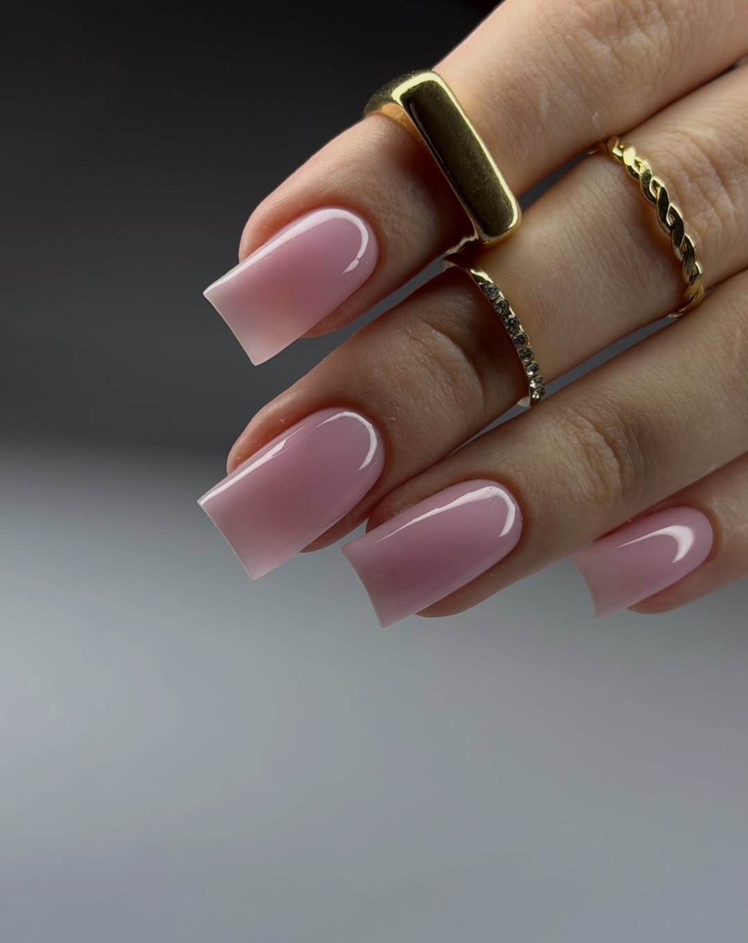 Sheer Pink Milky Square French Tips