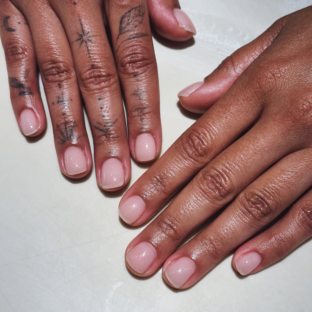 Sheer Pink Milky Squoval Nails