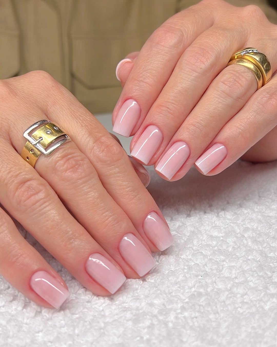 Sheer Pink Ombre Squoval Nails