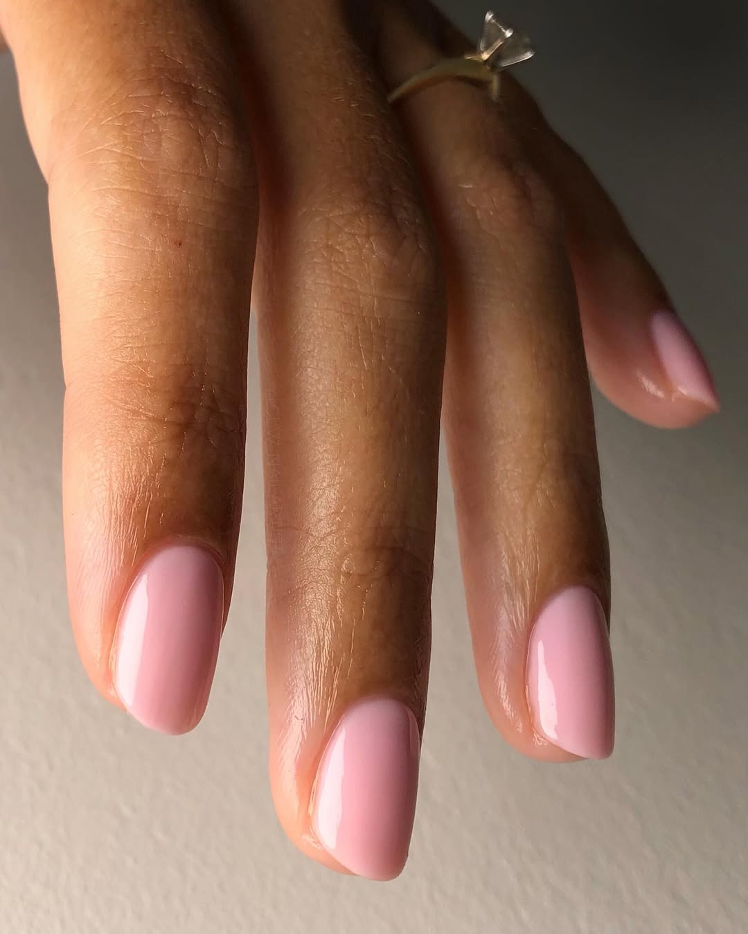 Soft Blush Pink Milky Short Oval Nails