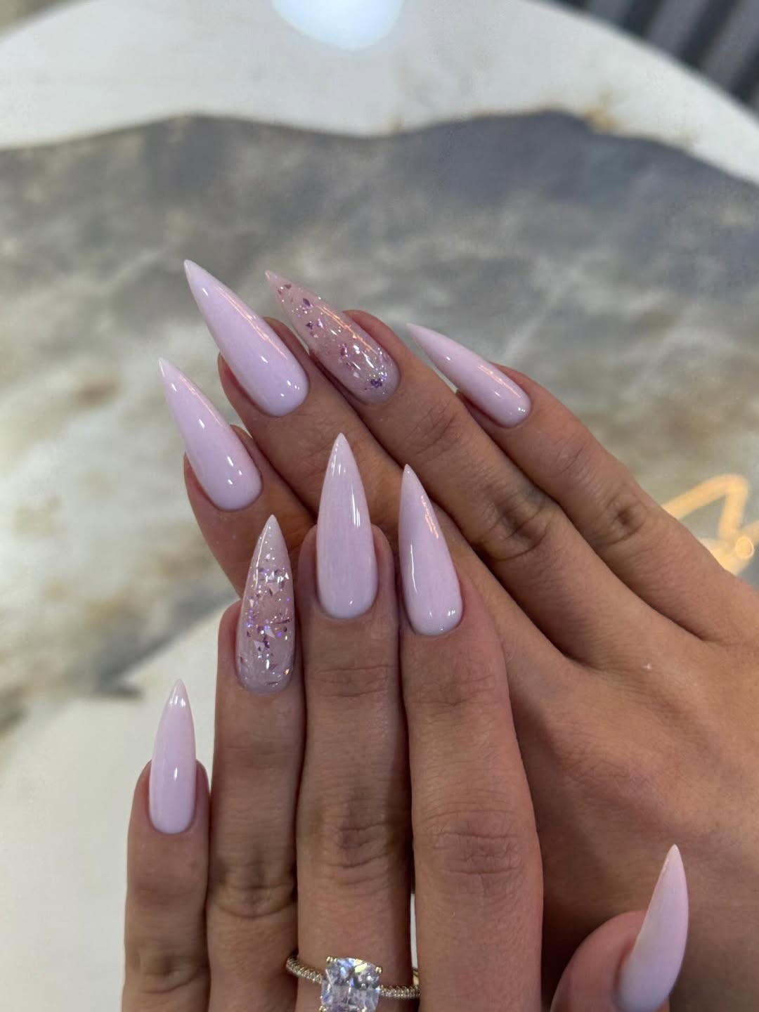 Soft Lilac Stilettos with Glitter Accents