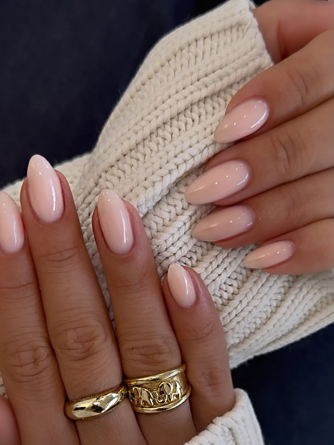 Soft Milky Nude Almond Nails
