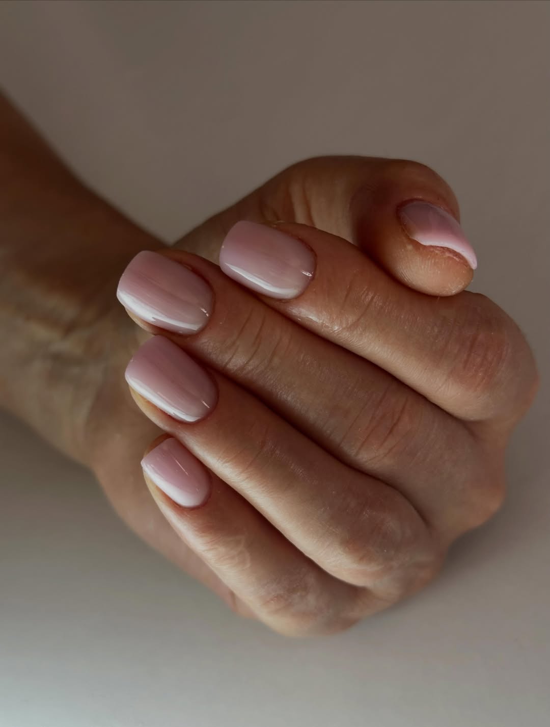 Soft Milky Pink French Tip Short Nails