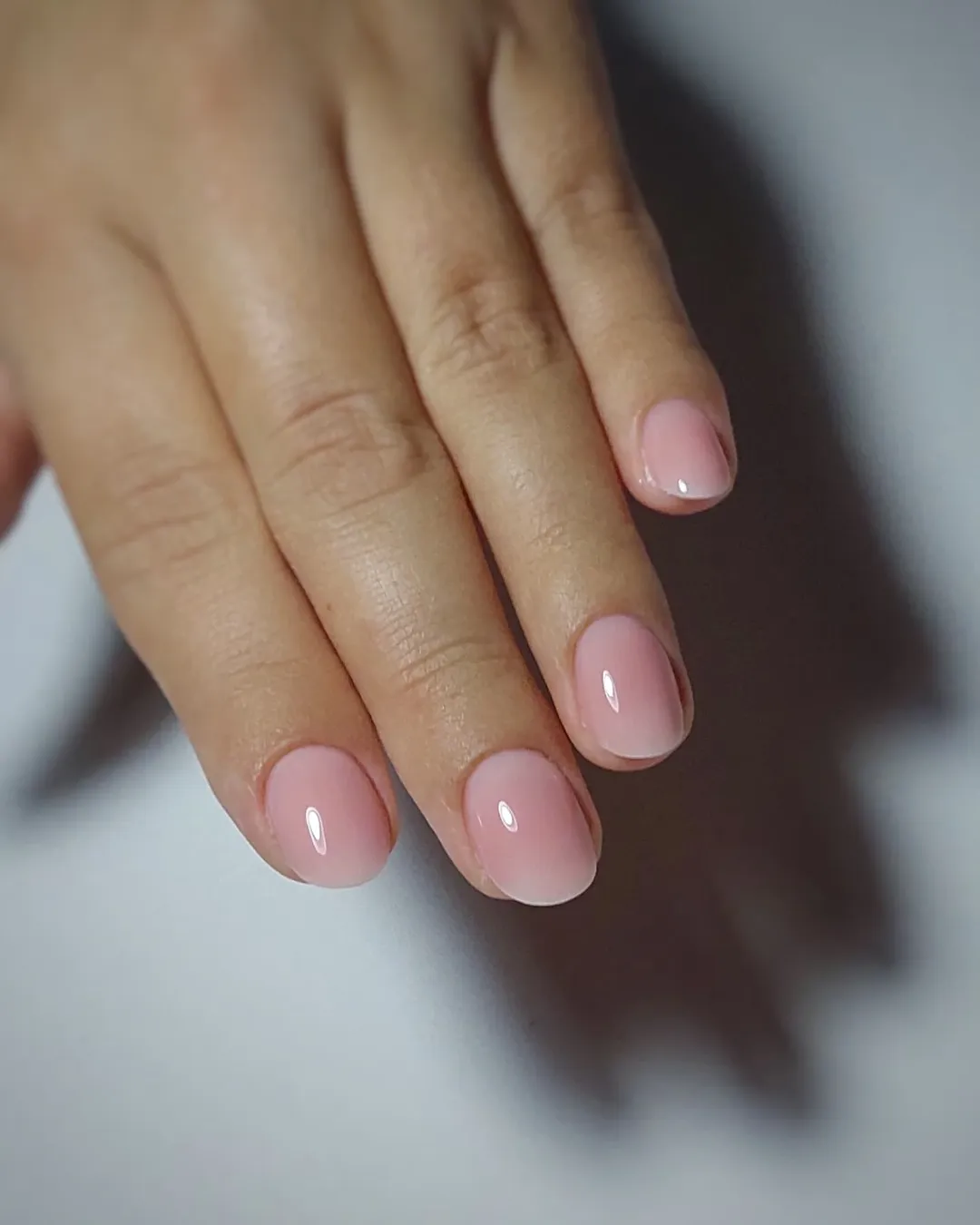 Soft Milky Pink Short Oval Nails