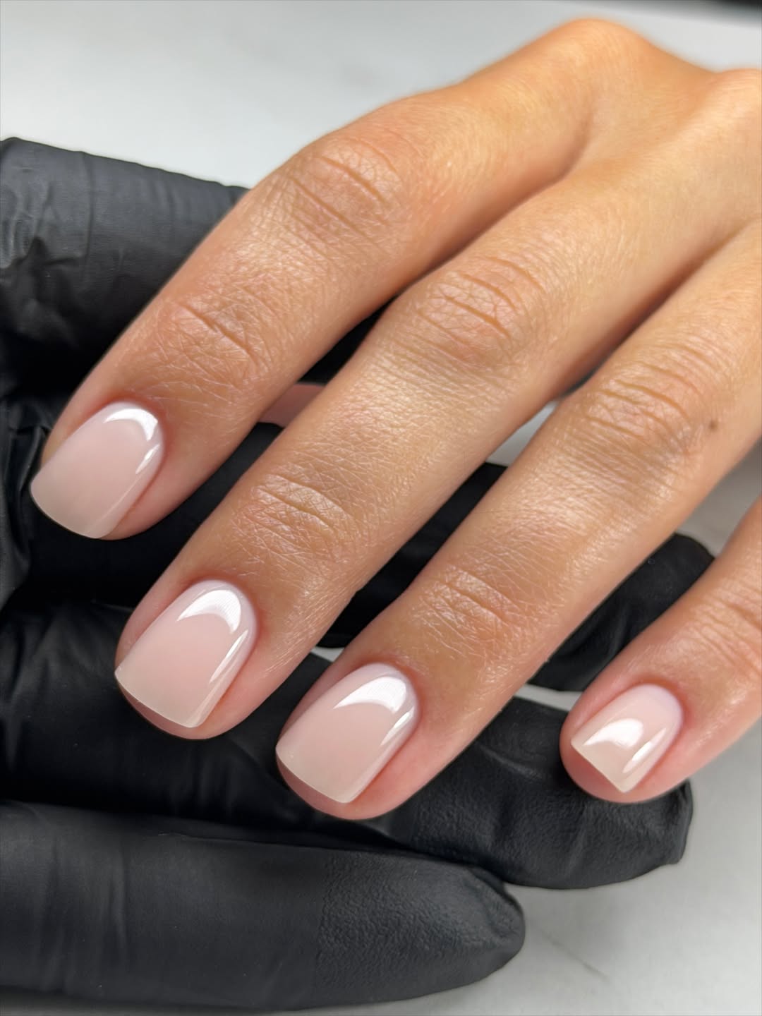Soft Milky Pink Short Squoval Nails