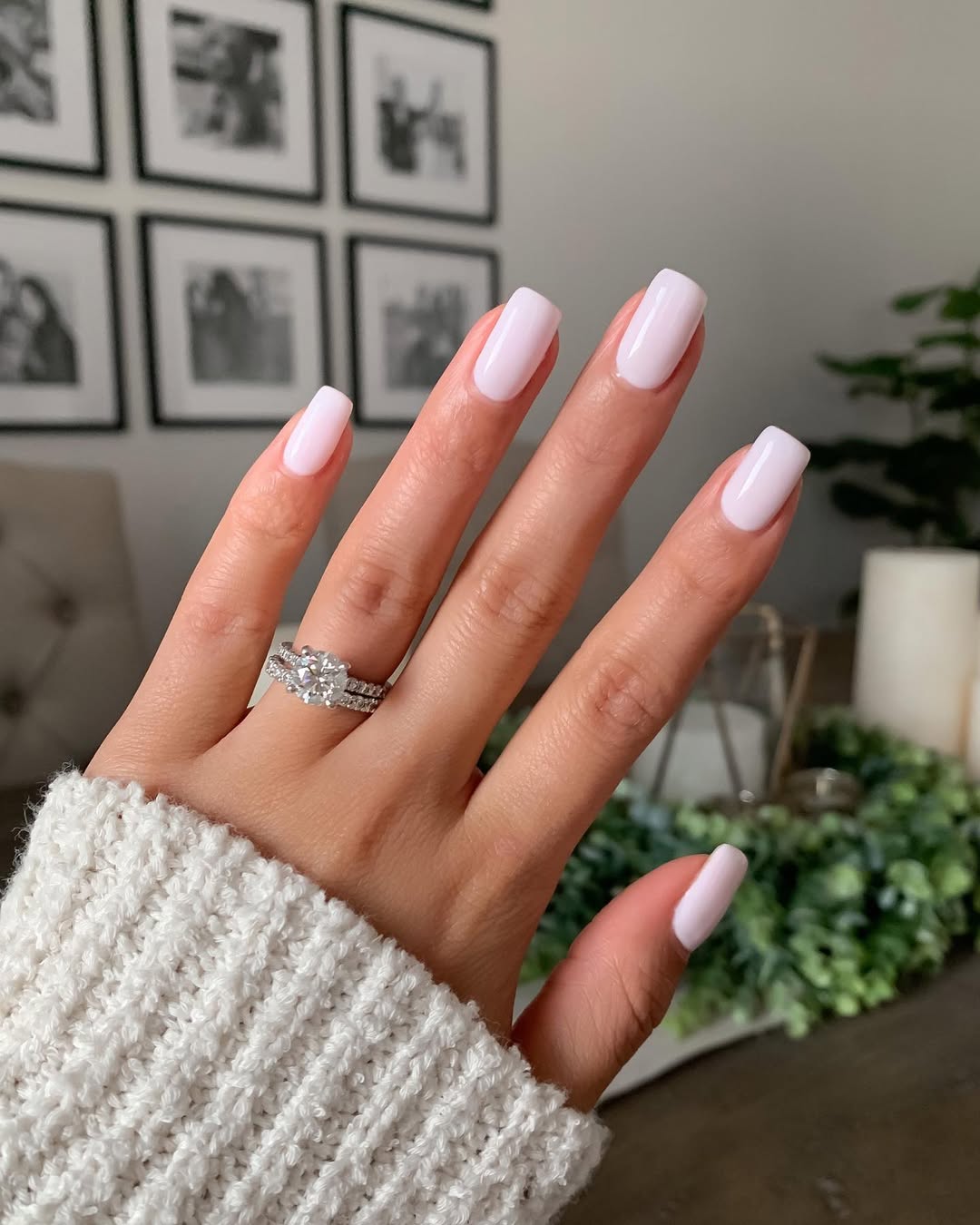 Soft Milky Pink Squoval Nails