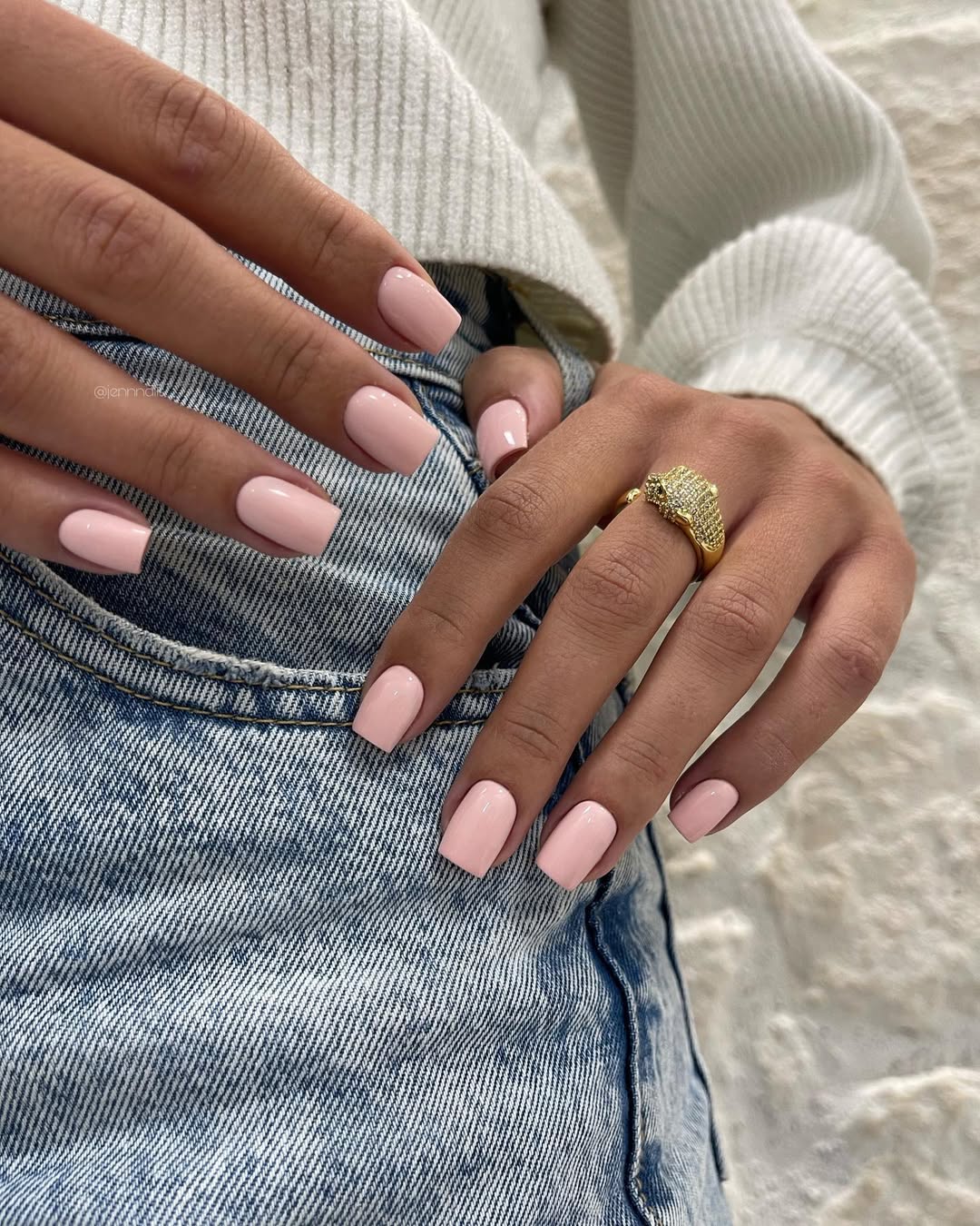 Soft Pink Glossy Squoval Manicure