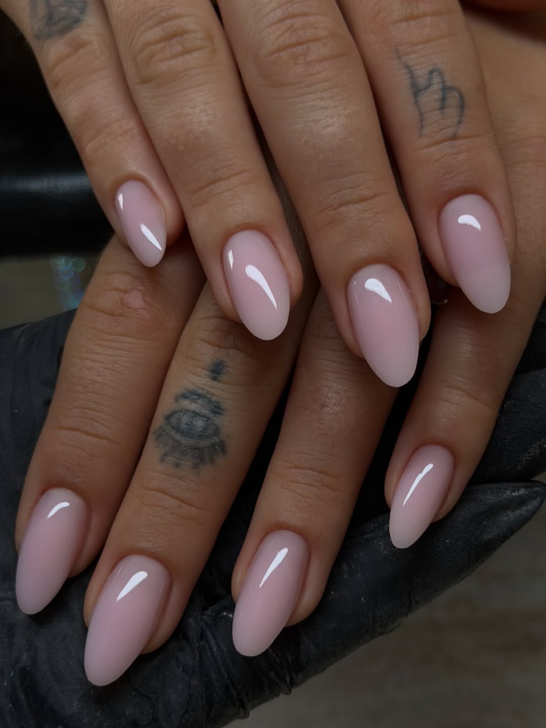 Soft Pink Milky Almond Gel Nails