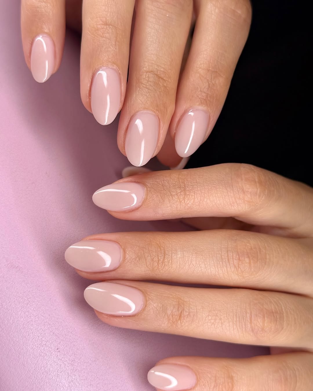 Soft Pink Milky Almond Nails