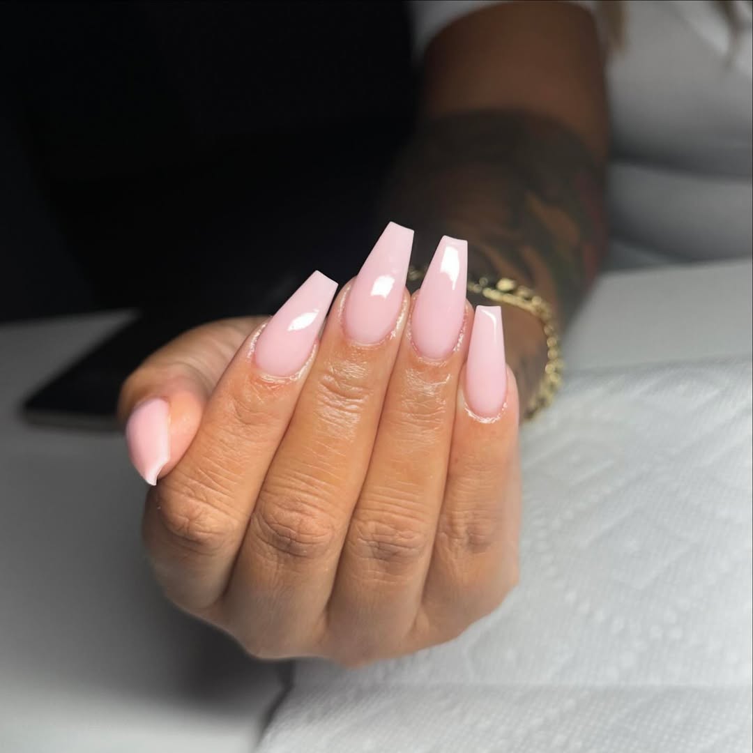 Soft Pink Milky Ballerina Nails