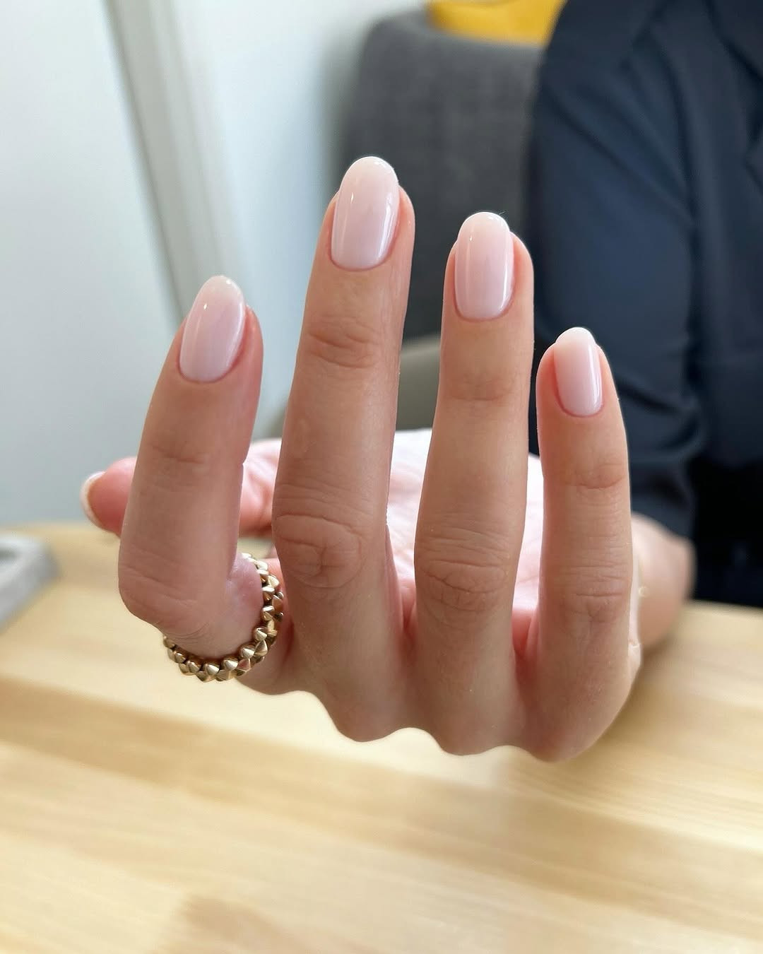 Soft Pink Milky Oval Nails