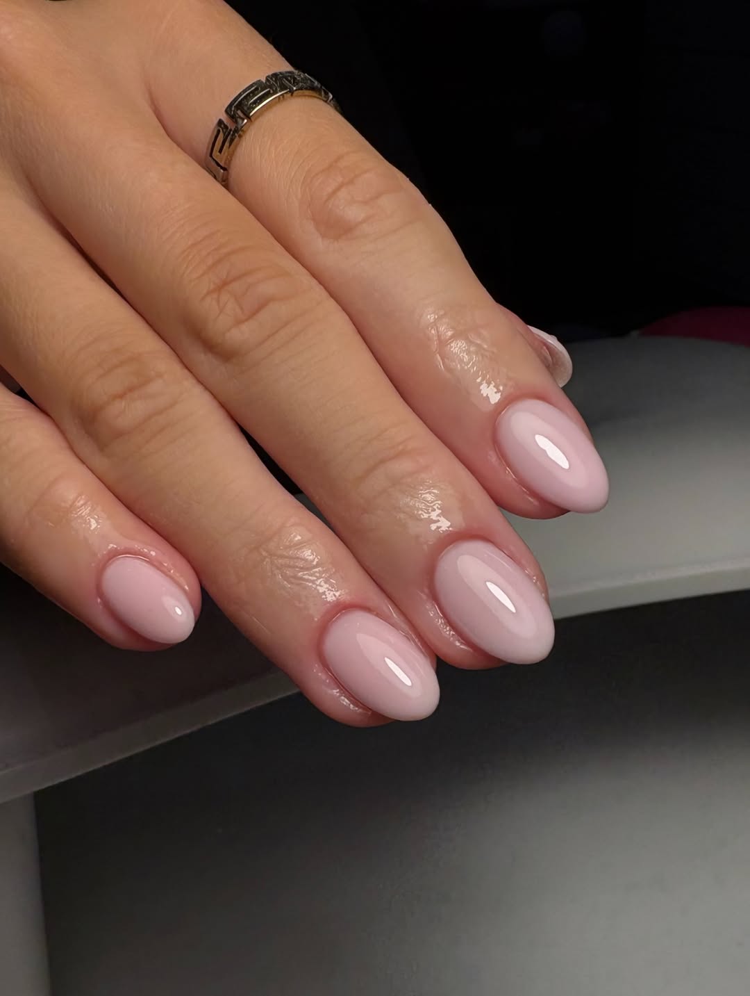 Soft Pink Milky Oval Nails