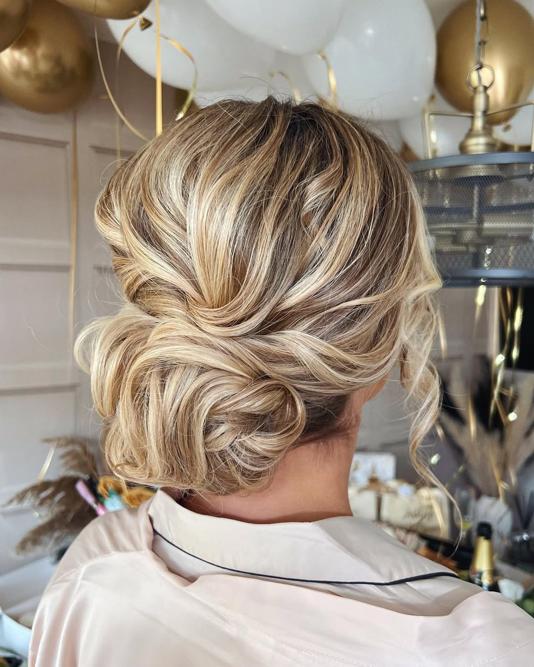 Soft Romantic Updo With Loose Curls