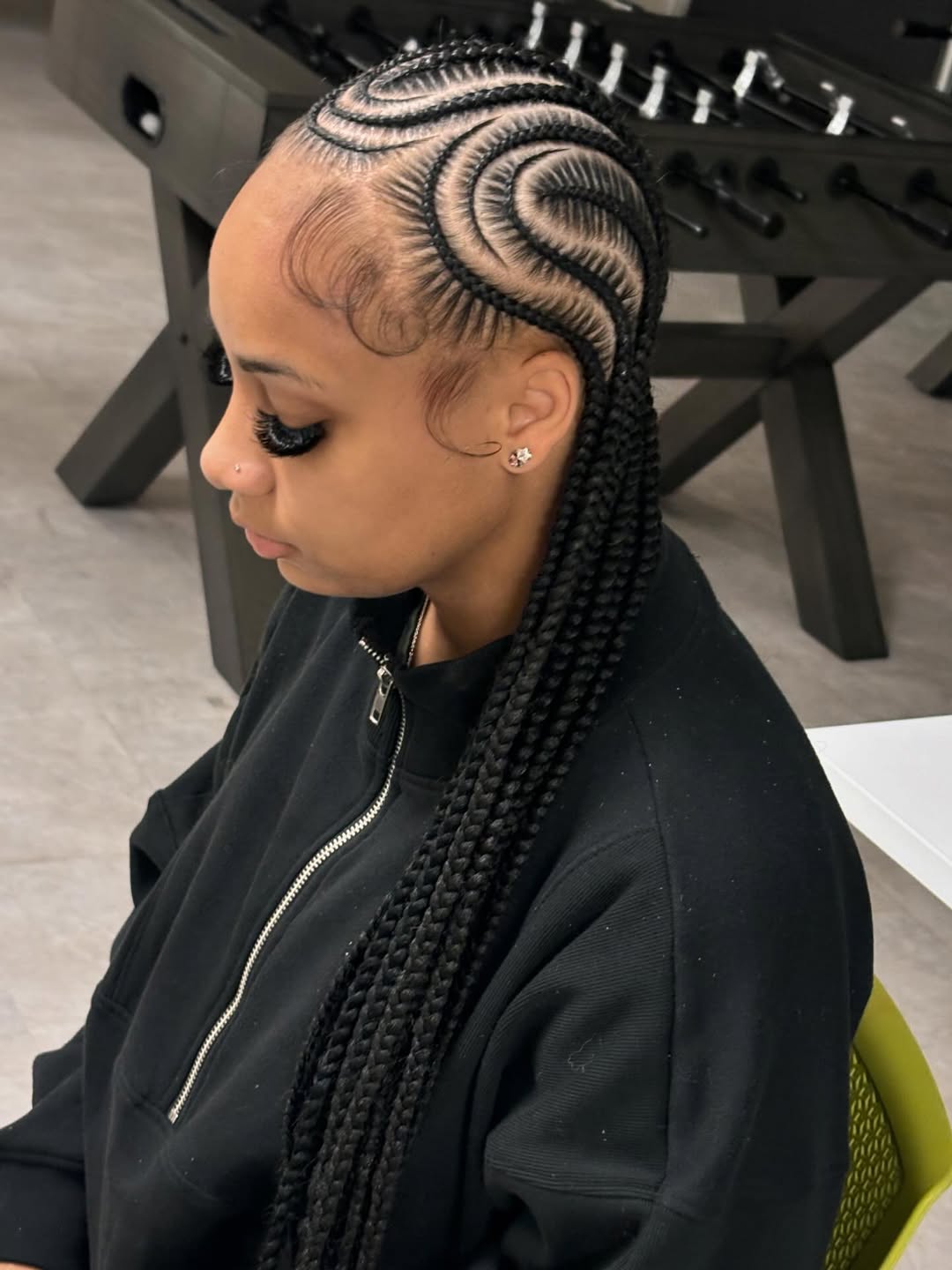 Sophisticated Goddess Braids With Swirled Cornrow Accents