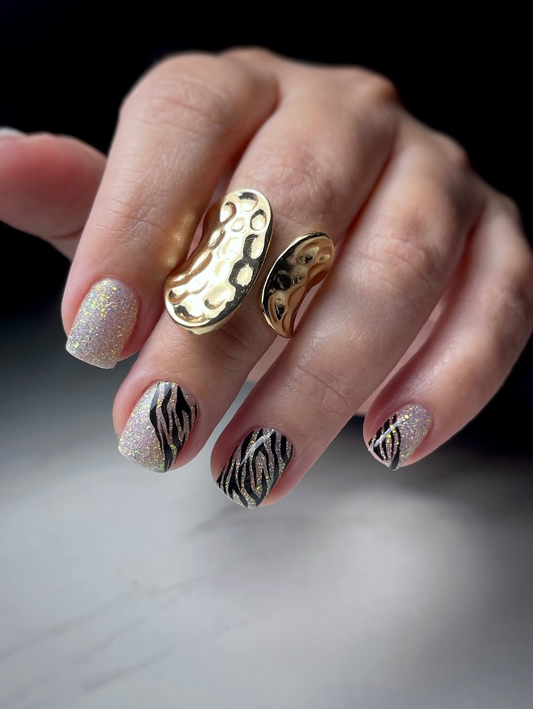 Sparkly Zebra Print with Glitter Accents
