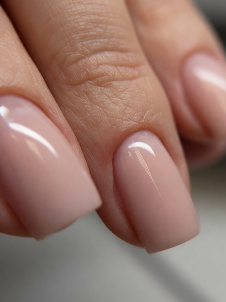 Subtle Milky Pink Glossy Square Nails