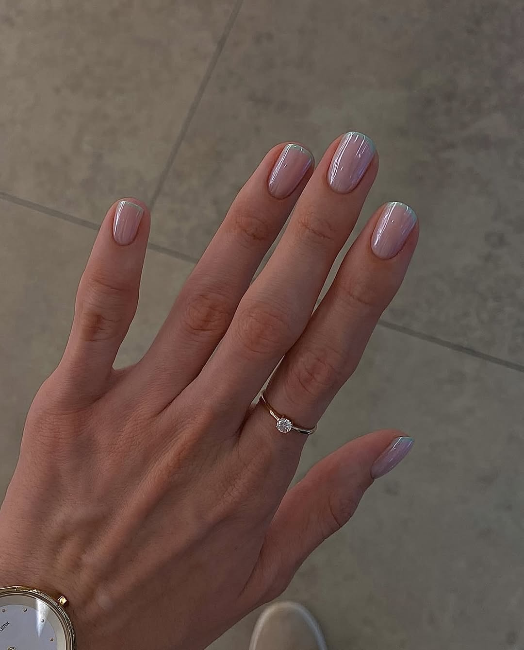 Subtle Mint French Oval Nails