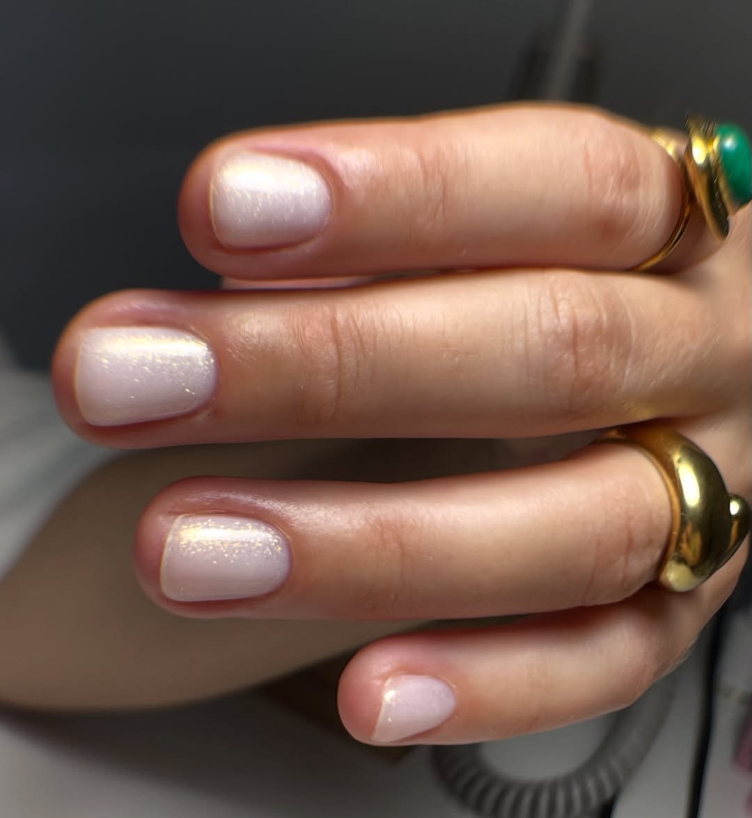 Subtle Shimmer Short Oval Nails